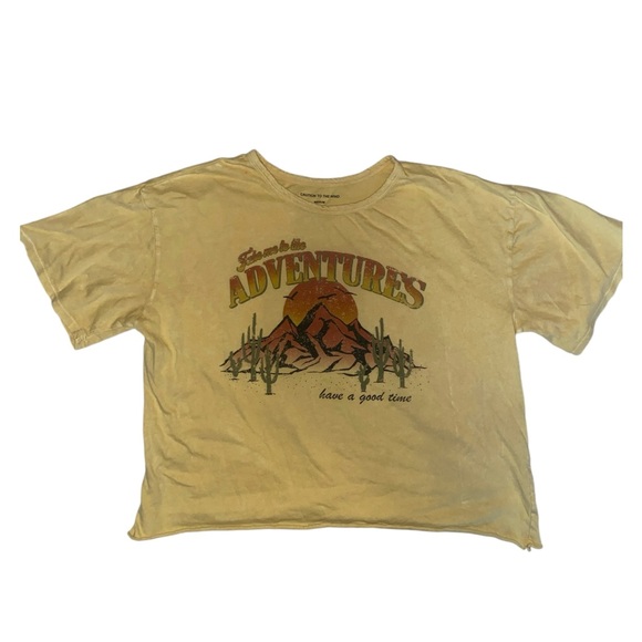 Caution To The Wind Tops - “take me to the adventures” western style cropped graphic tee